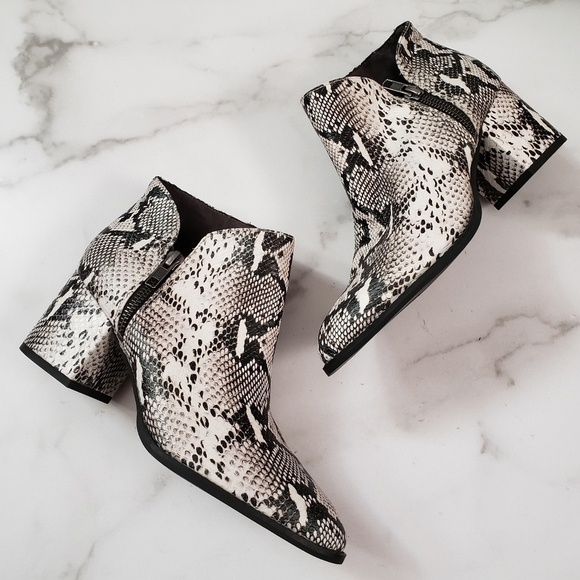 Seychelles Chaparral Snakeskin Ankle Boots Size 6.5 Bootie Leather Stack - Picture 1 of 7